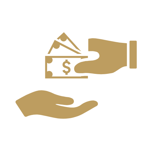 Иконка руки с деньгами — взыскание выплат и компенсаций