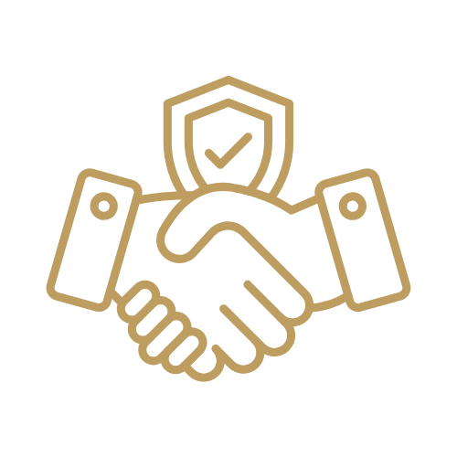 Иконка рукопожатия — доверие клиентов и защита их интересов