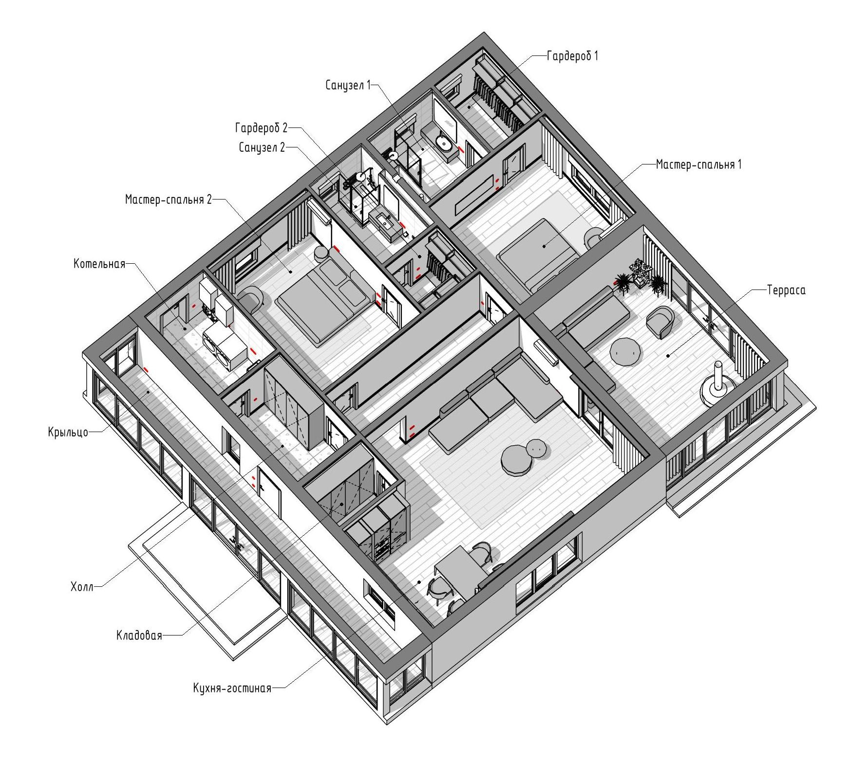 Фьерд 2-х комнатный. Архитектурно-дизайнерское бюро ROOMS