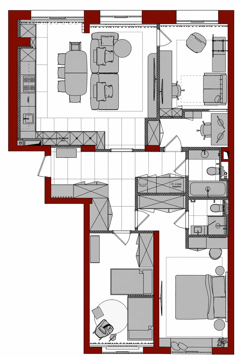 Планировочное решение. Дизайнер интерьера в Ставрополе, Москве, Санкт-Петербурге Килина Мария