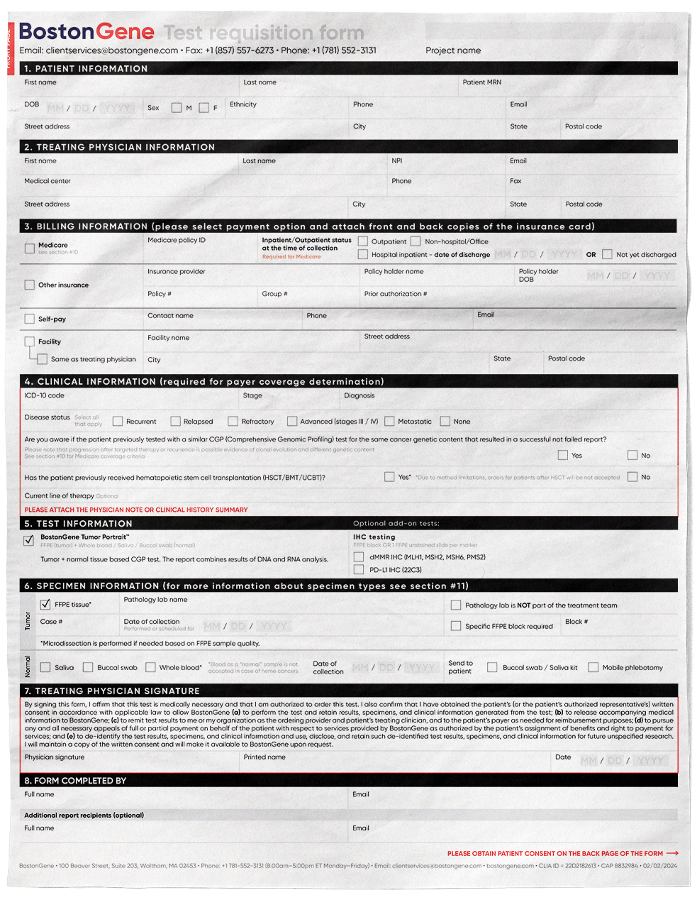 BostonGene documents. Aleksandra Bulgakova, packaging and identity