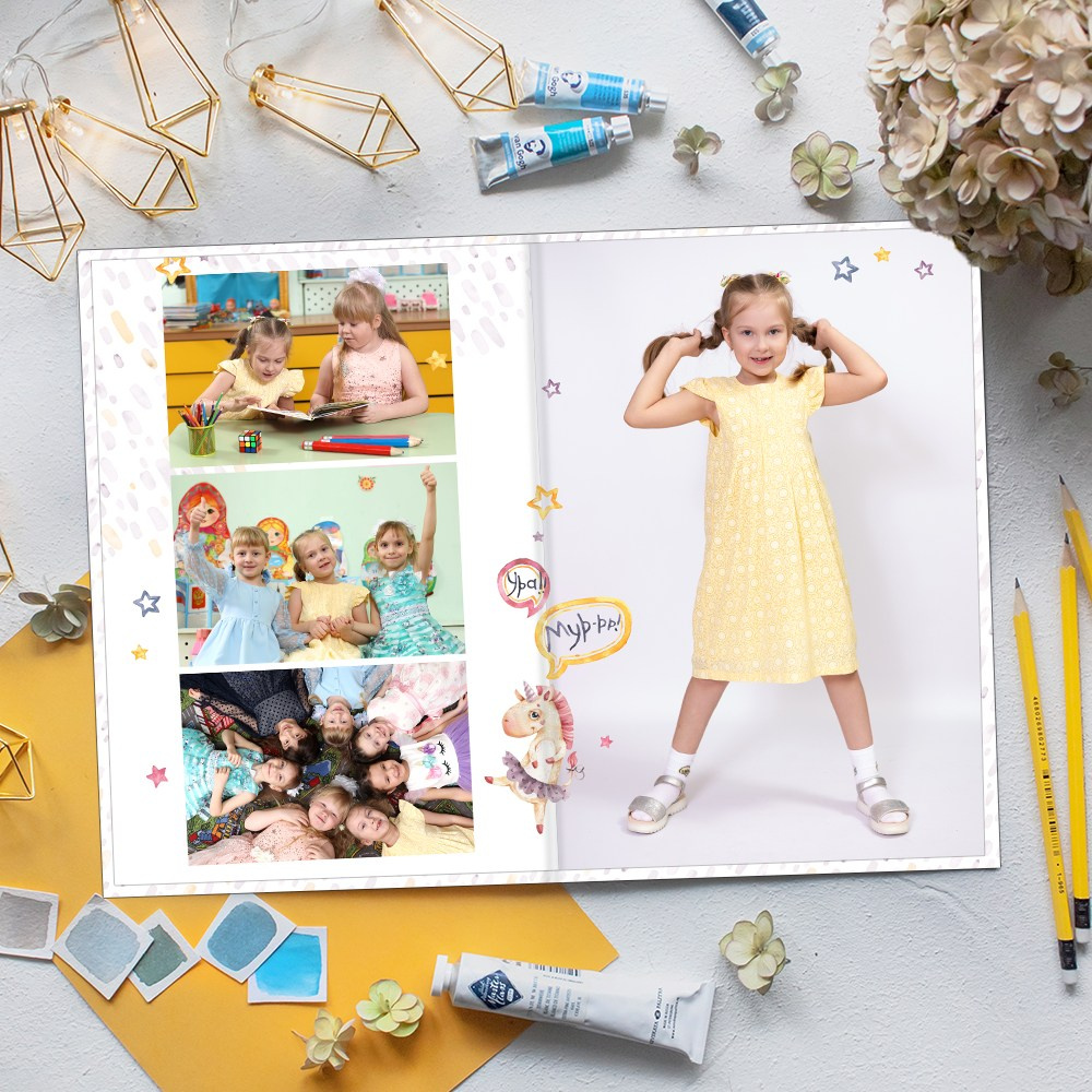 Выпускные альбомы в детский сад 2 разворота лайт+ заказать Иваново Ярославле Костроме Владимире. Выпускные альбомы в Иваново в детский сад и школу. Александр и Светлана Янкины