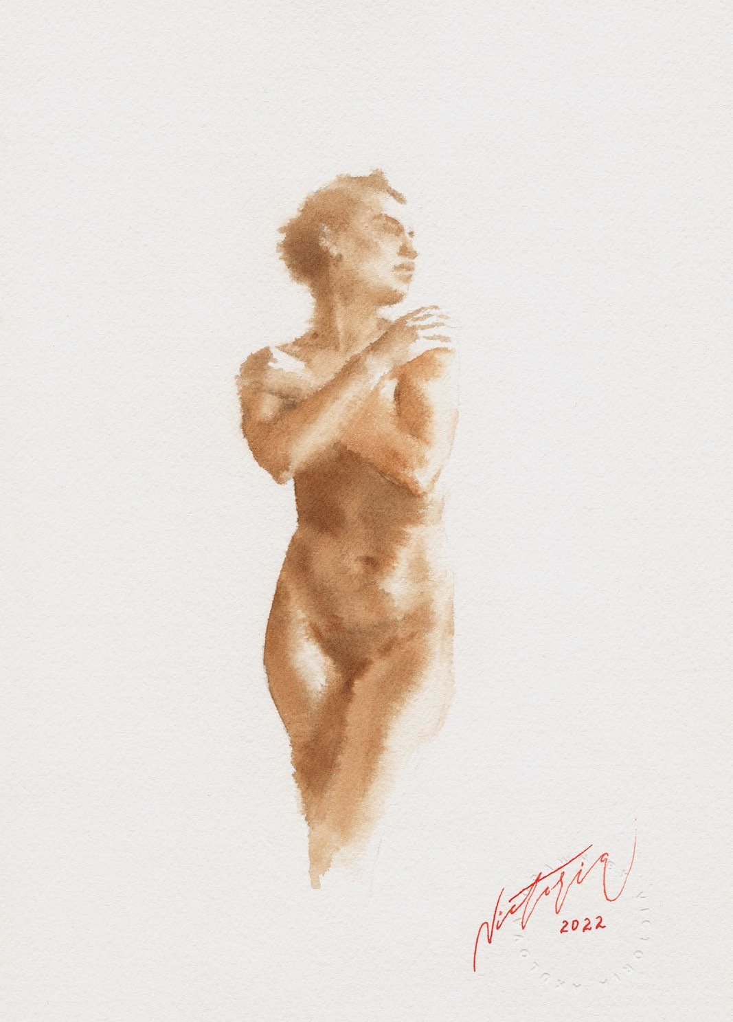 Акварельные работы в монохроме, эротика в акварели