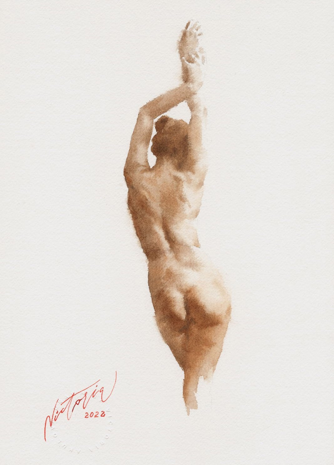 Акварельные работы в монохроме, эротика в акварели