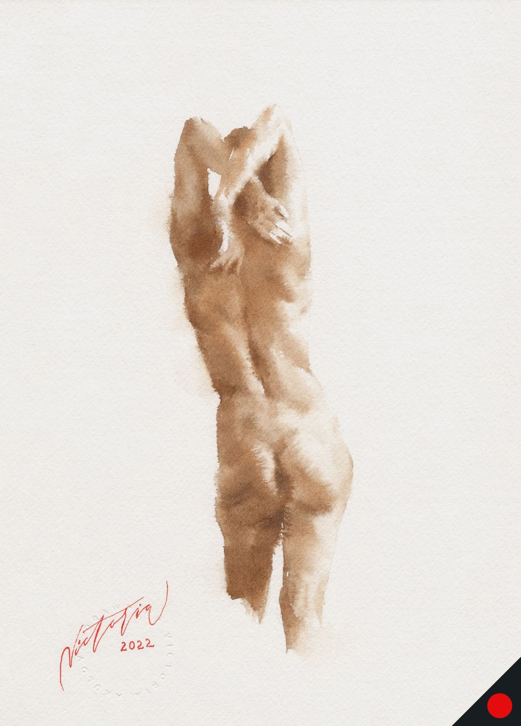 Акварельные работы в монохроме, эротика в акварели