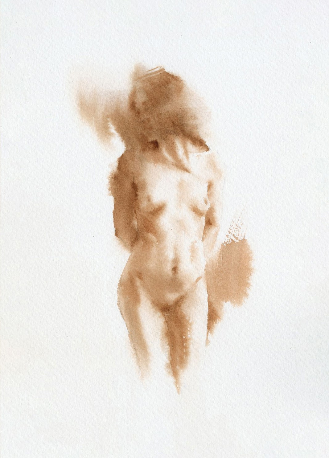 Акварельные работы в монохроме, эротика в акварели