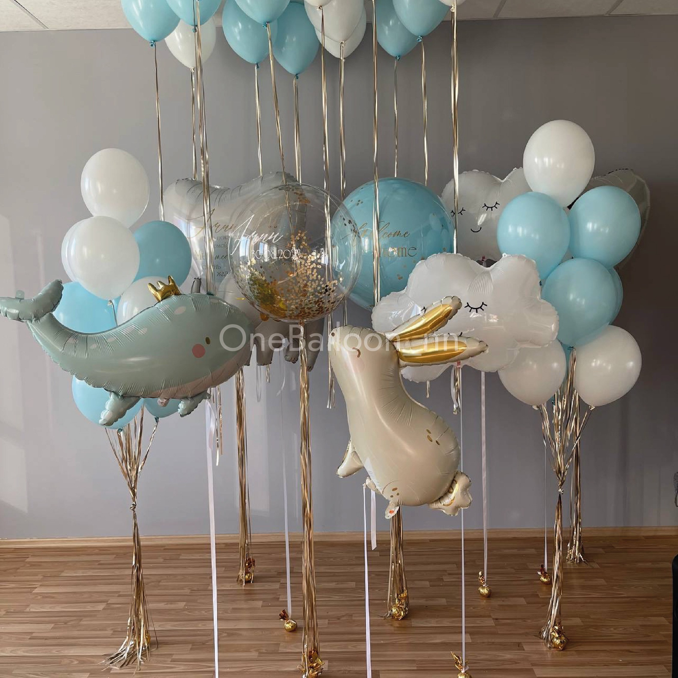 Шарики шары на выписку из роддома для мальчиков. One Balloon Воздушные и гелиевые шары Фотозоны Нижний Новгород