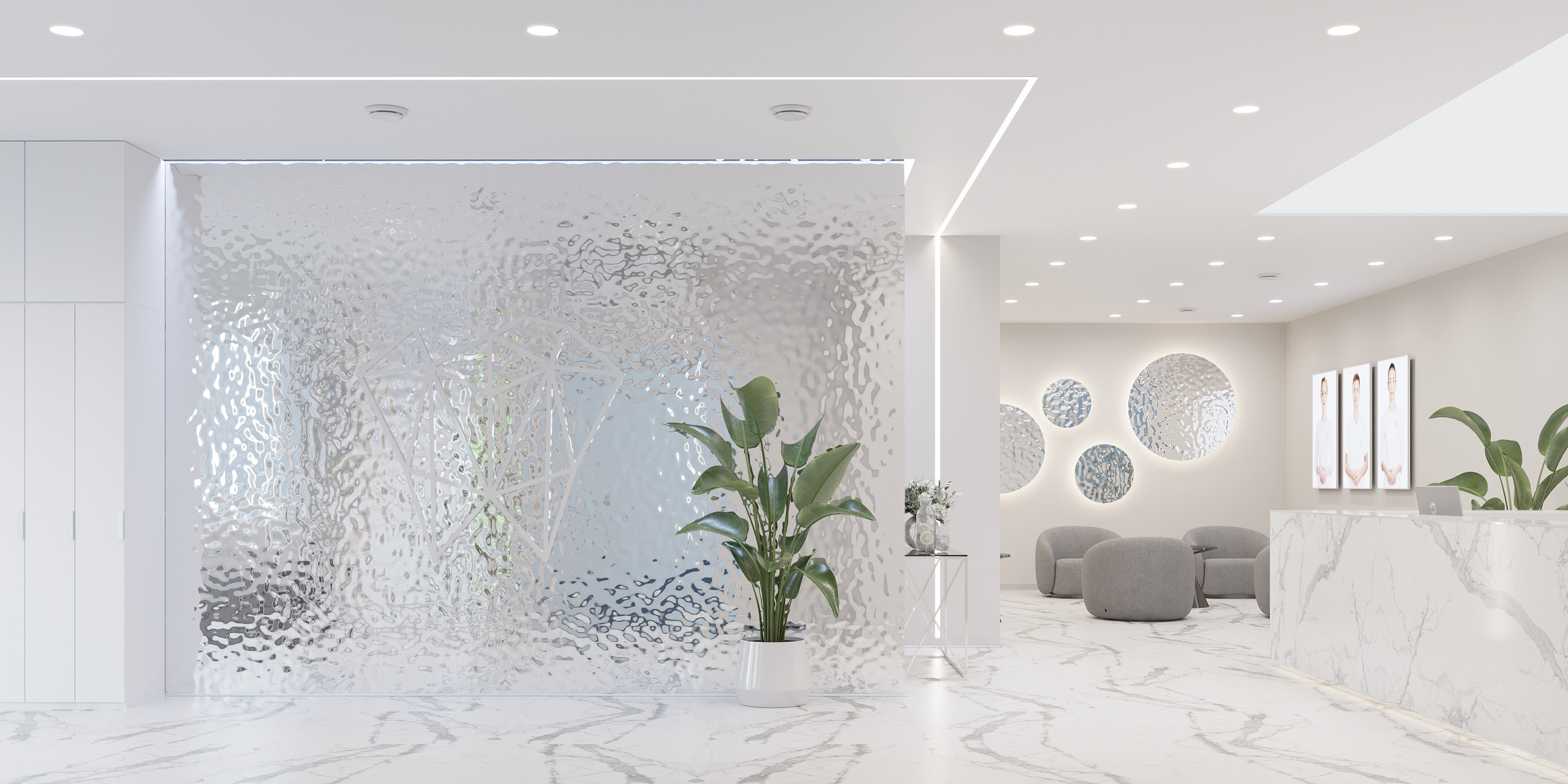 Стоматология Da Vinci в Хабаровске. Дизайн интерьера вестибюля. 