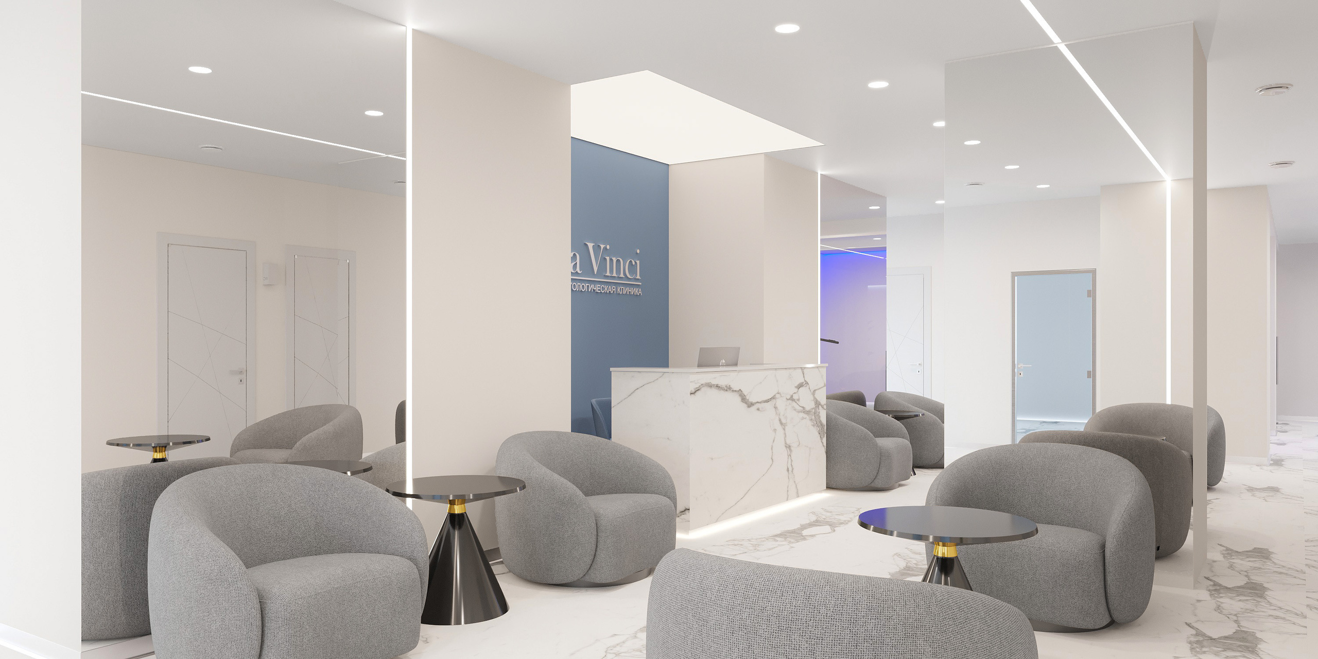 Дизайн интрьера стоматологической клиники «Da Vinci». Архитектурно-дизайнерское бюро ROOMS