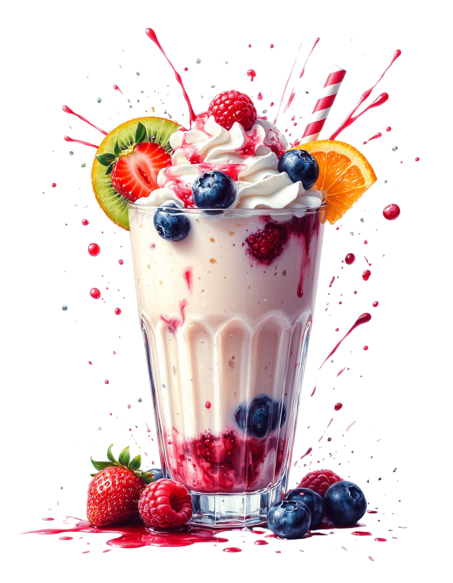 скачать Отрисовки МОЛОЧНЫЙ КОКТЕЙЛЬ, фрукты, подарки, иллюстрации