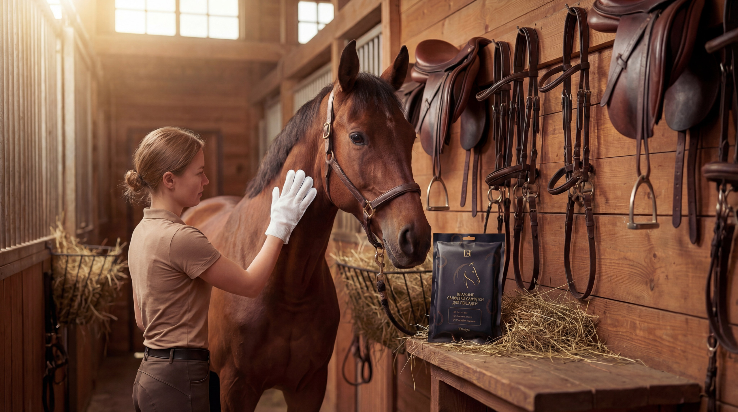 Влажные салфетки-перчатки для лошадей ED ONE — уход без воды. Ева Демидова. Спортсмен по конкуру в Санкт-Петербуре