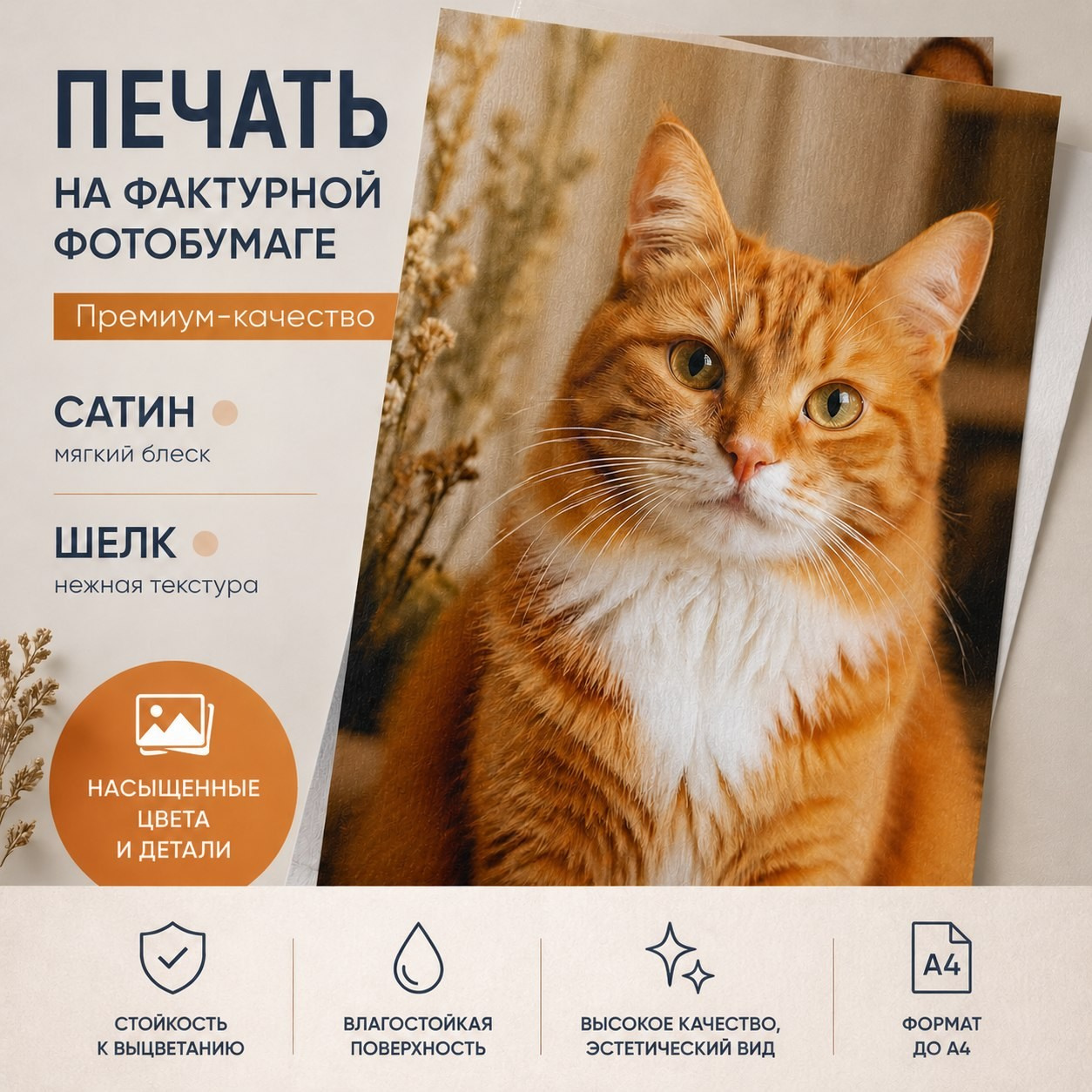 Печать фото на сатине и шёлке в «Рыжий Кот». Студия портрета в мкрн-е Авиаторов. Студия портрета «Рыжий кот»