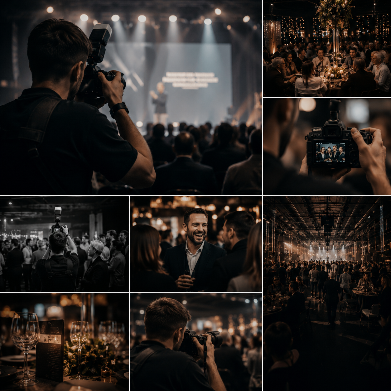 Professional event photographer capturing conferences, corporate events and live performances with cinematic photography.
