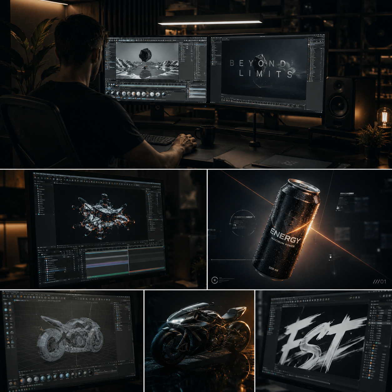 Motion designer creating premium 3D animation, CGI and visual effects for commercial video production.
