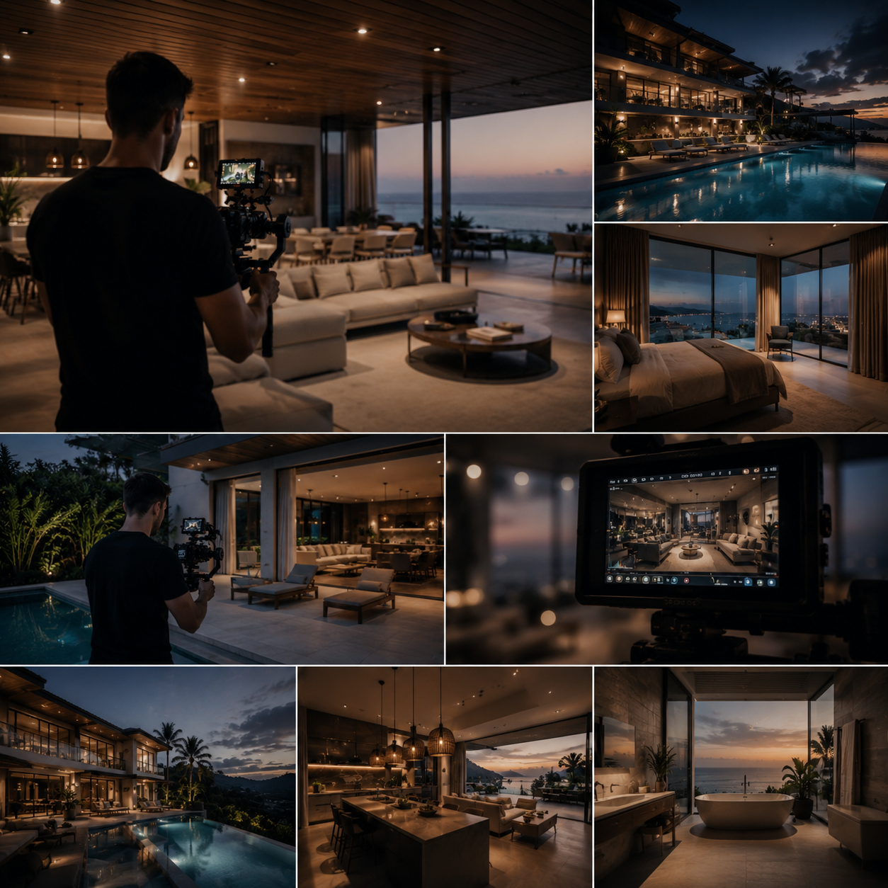 Professional videographer filming luxury villas, apartments, hotels and resorts in Phuket with cinematic real estate video production.