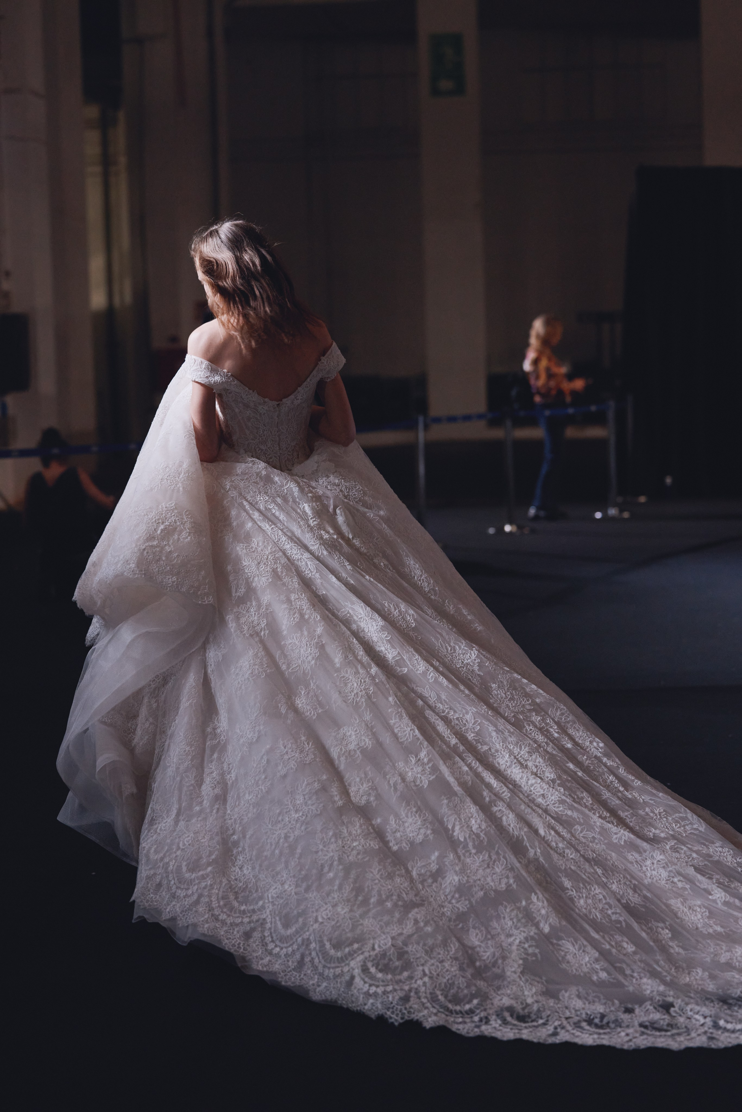 Authentic moment of nervous excitement before bridal walk