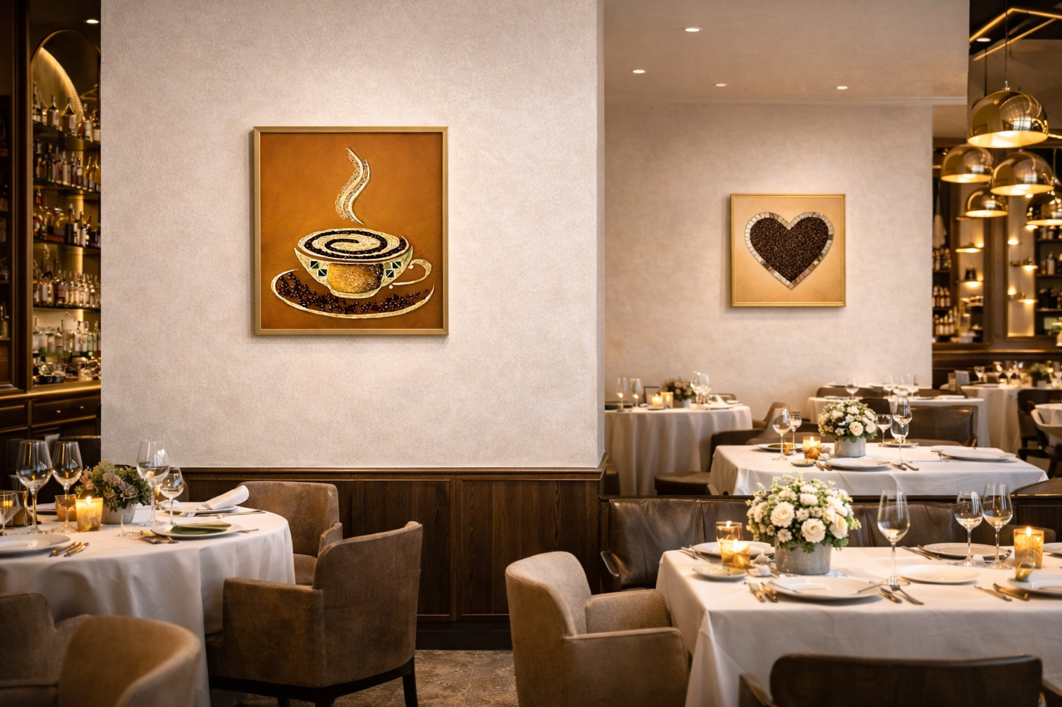 диптих кофейная любовь, картина кофе, картина из кофейных зерен, картина для кофейни, кофейный декор, интерьерная картина, coffee wall art, картина для ресторана, купить картину кофе.