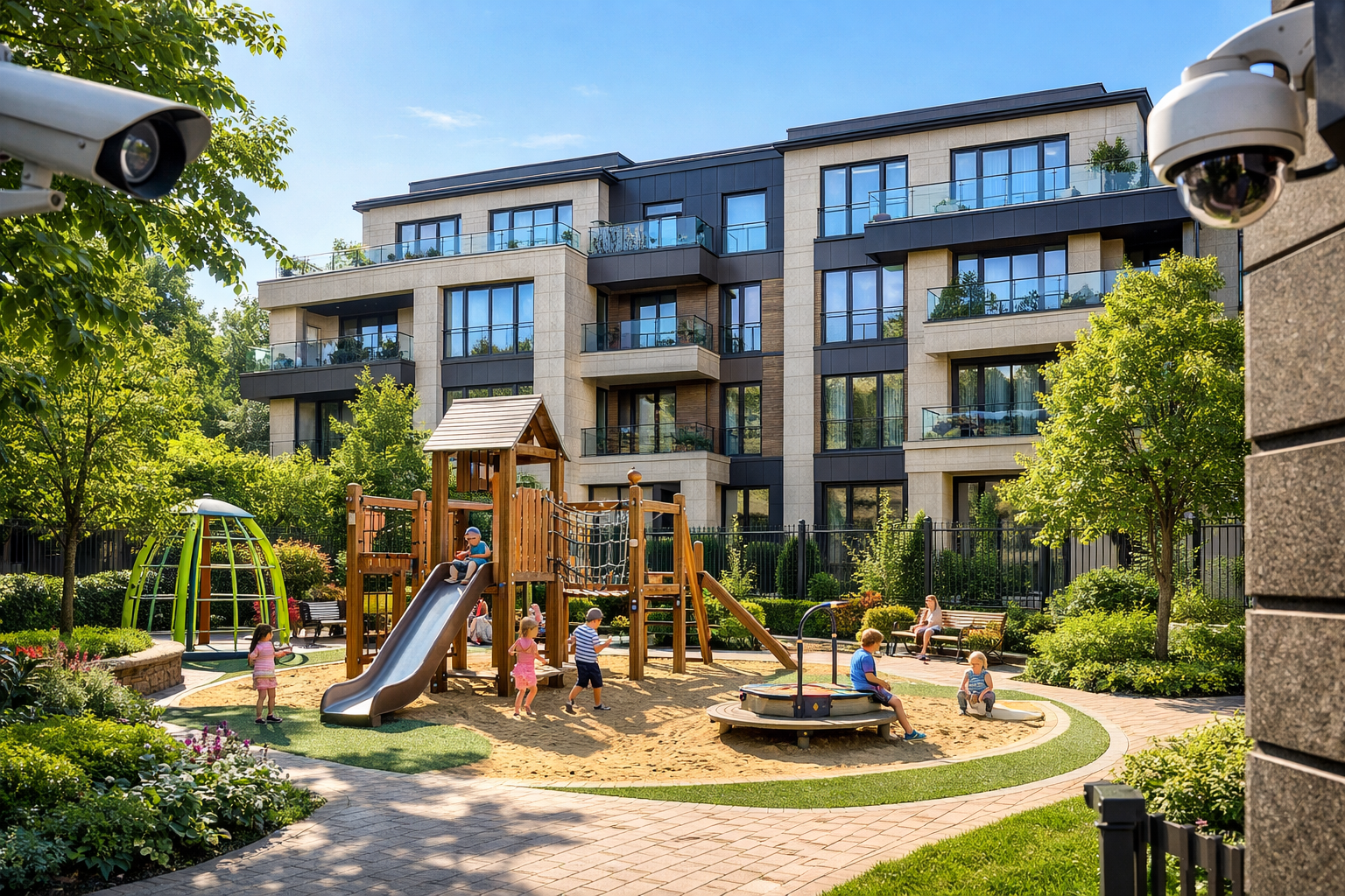 Общий вид дворовой территории элитного жилого дома