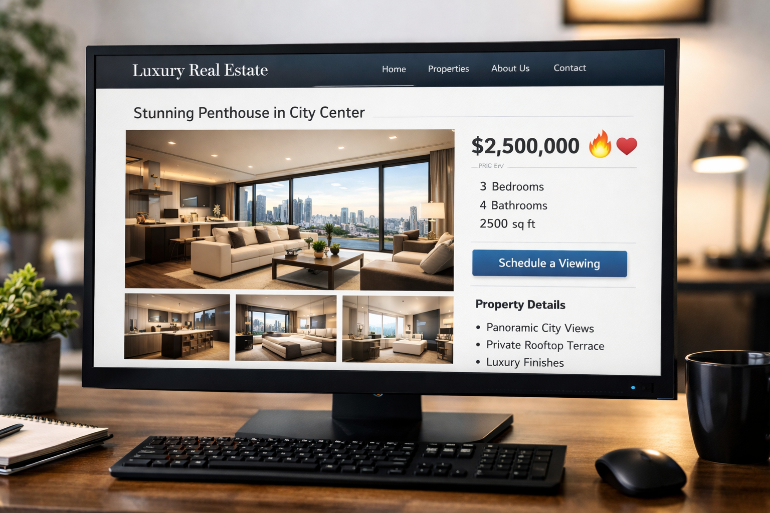 Листинг продающейся квартиры на сайте в интернете