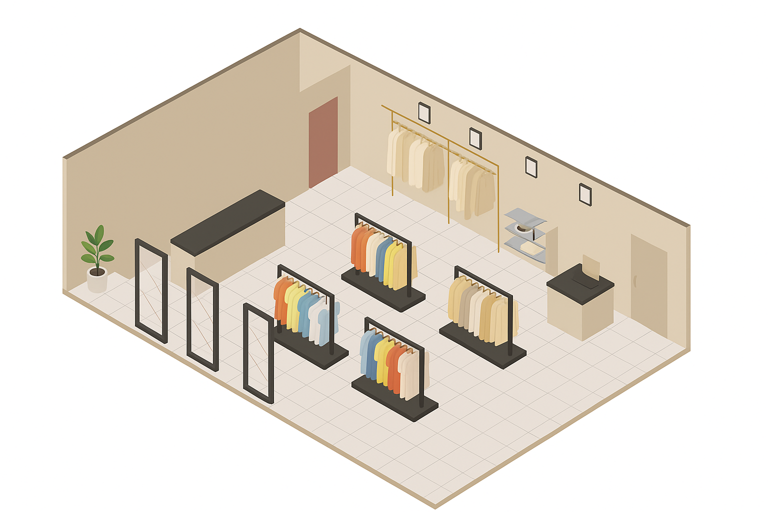 3д план модного бутика женской одежды