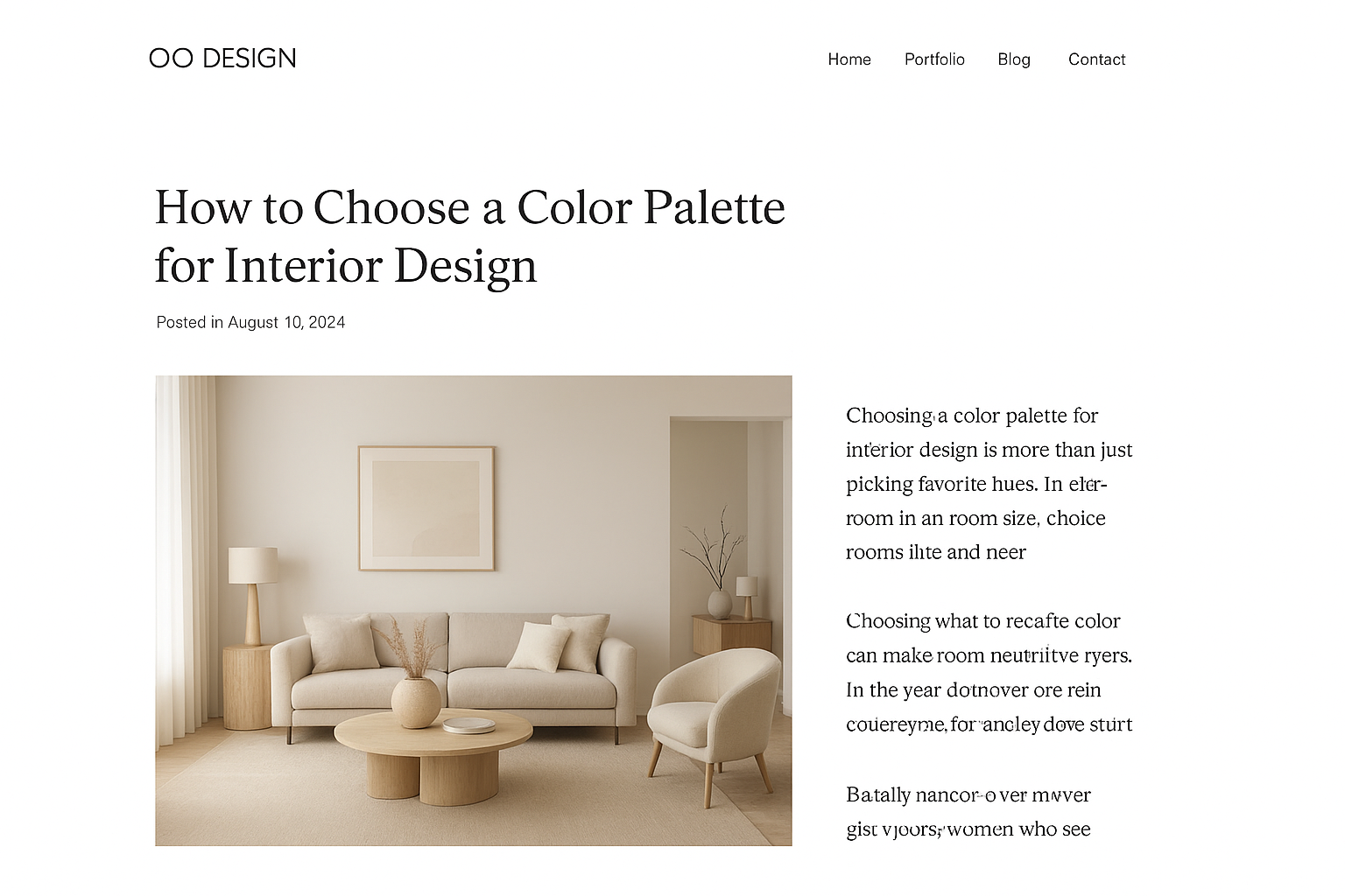 Визуализация блога на сайте дизайнера интерьеров 