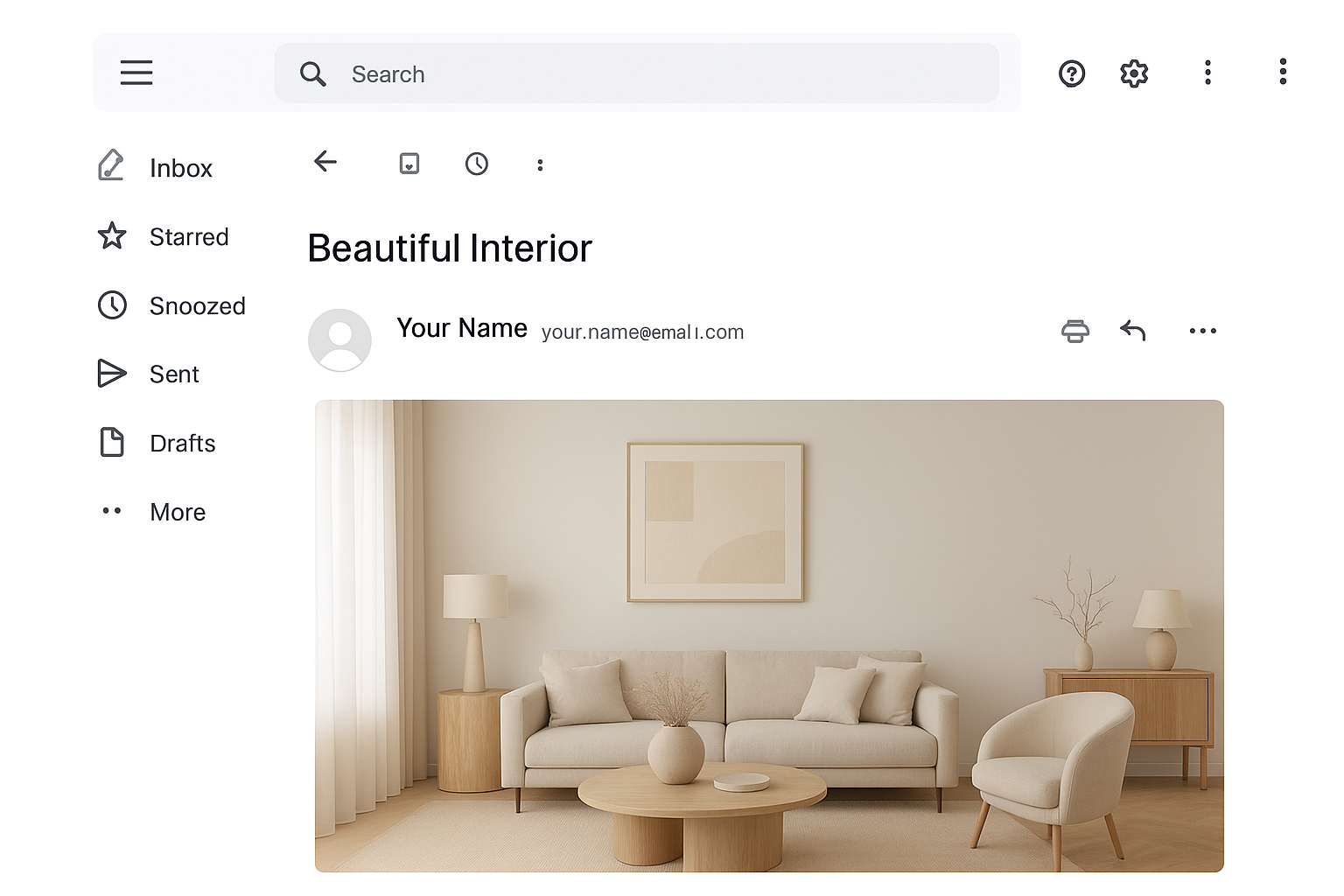Визуализация емейл рассылки от дизайнера интерьеров 