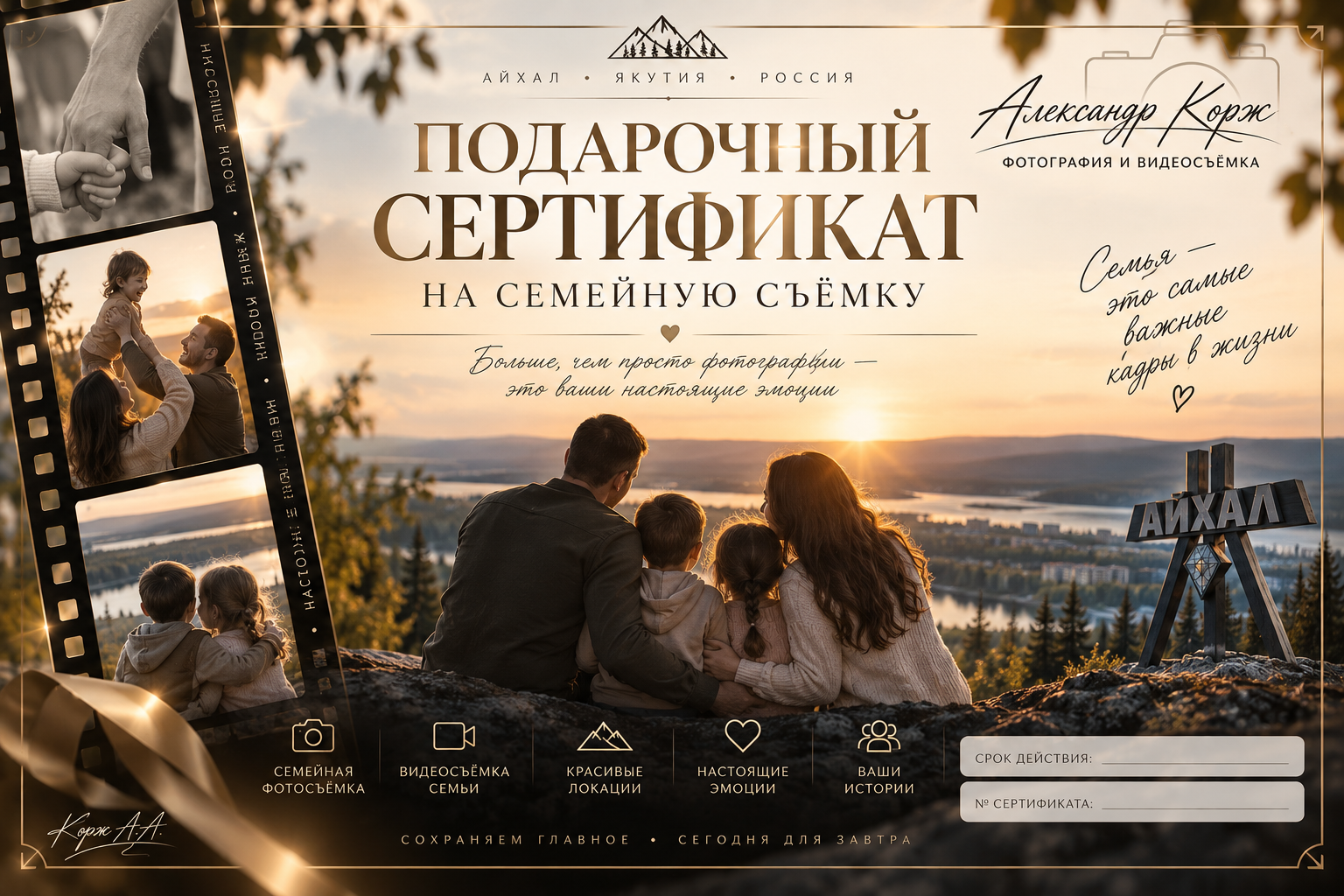сертификат на фотографию и видеосъемку