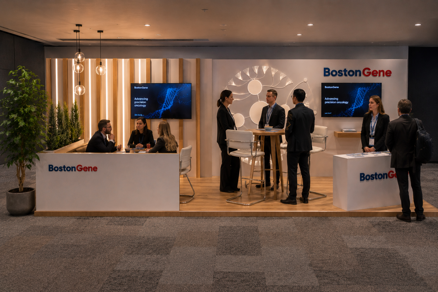BostonGene booth. Aleksandra Bulgakova, packaging and identity