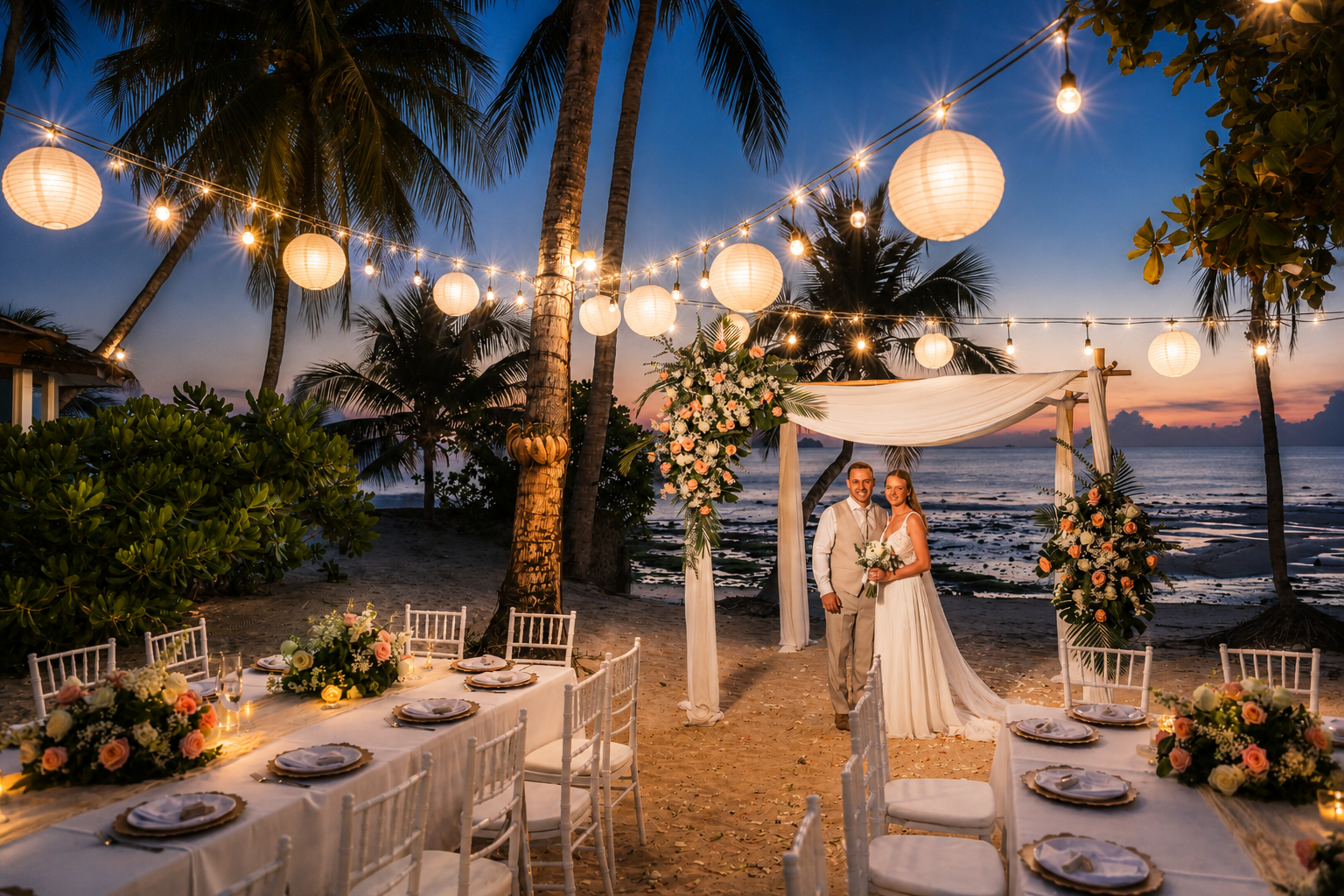 Réception de mariage. Mariage à Koh Samui, en Thaïlande. Whatsapp: +66 94 3 650 301