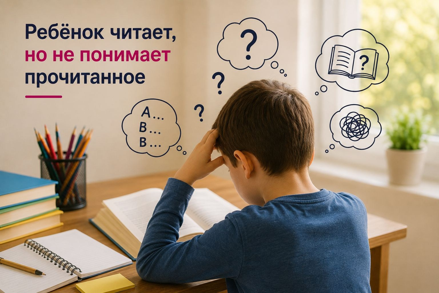 Ребёнок читает, но не понимает прочитанное — что делать