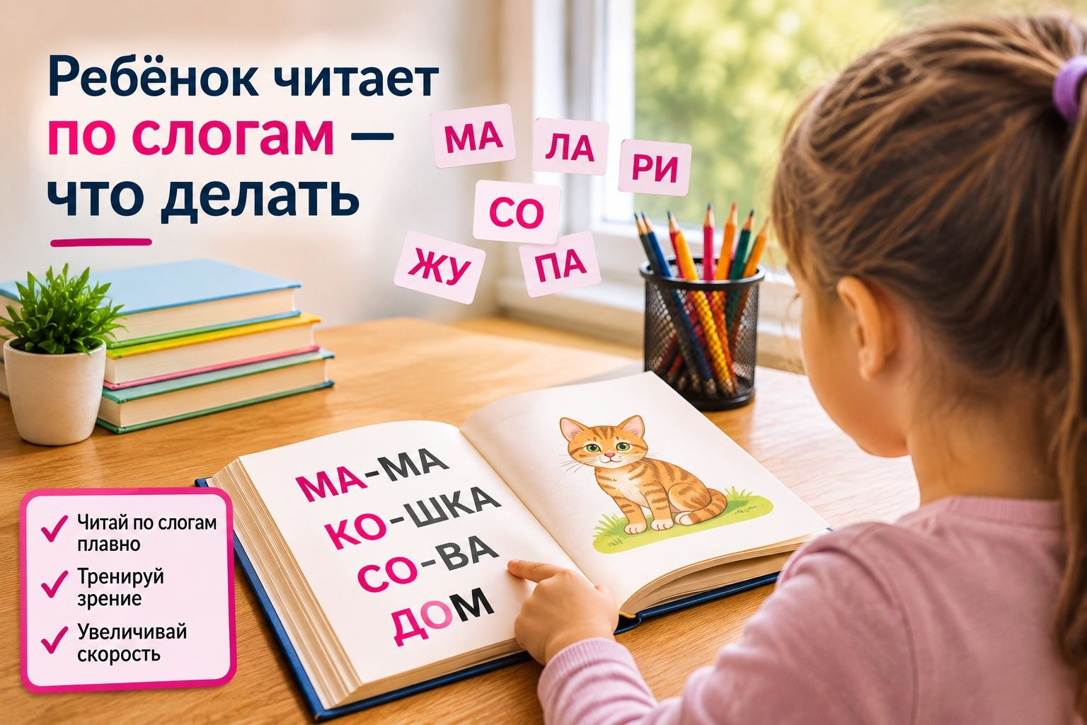 Ребёнок читает по слогам — что делать и как перейти к словам