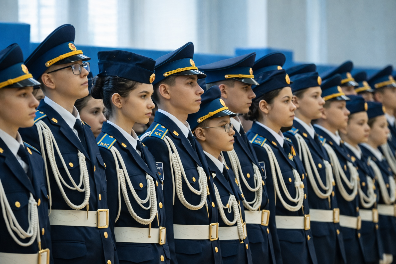 кадеты гимназия №7 Подольск парадная форма построение