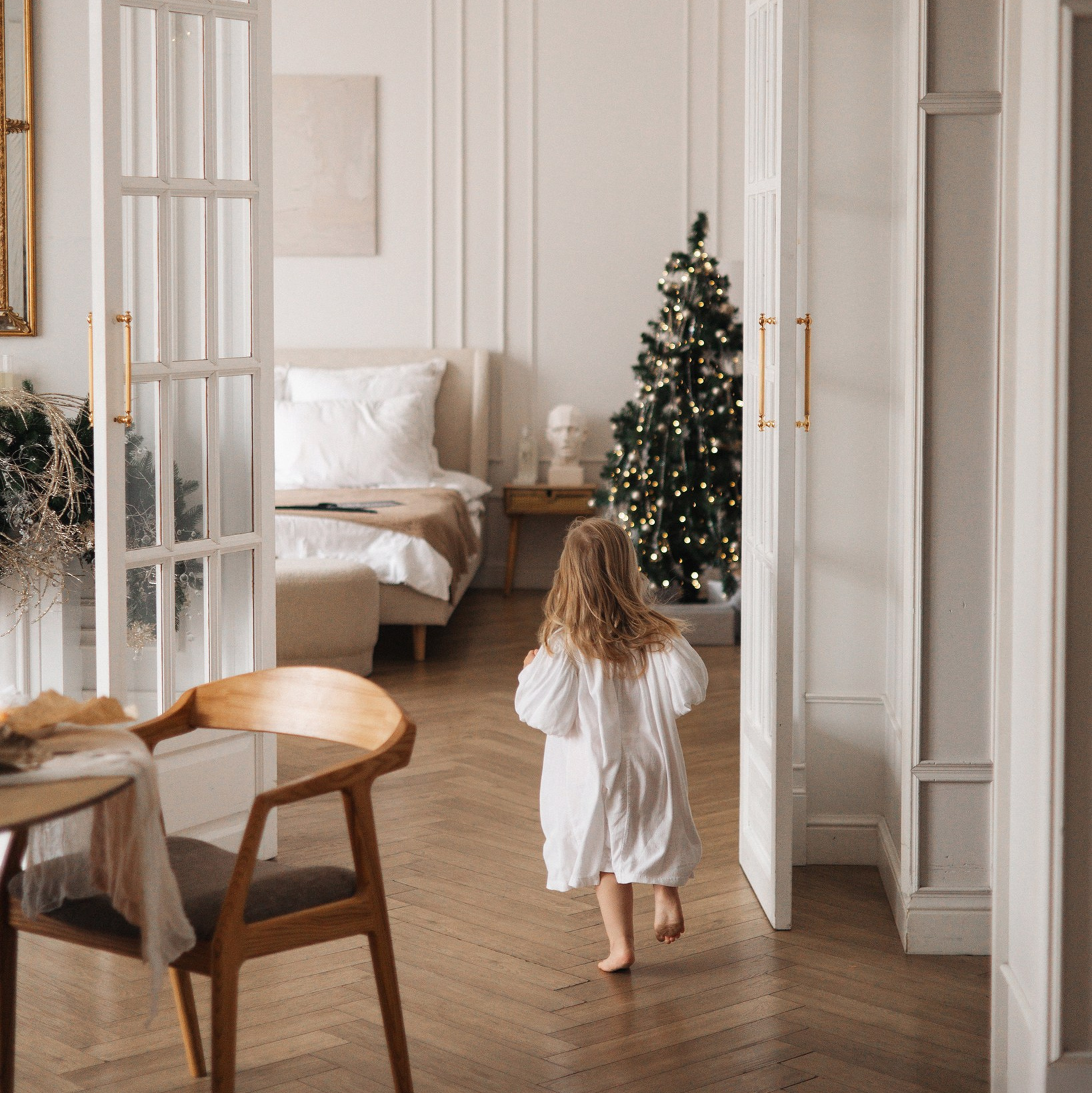 066 Платье с пышными рукавами. Эко-одежда для детей