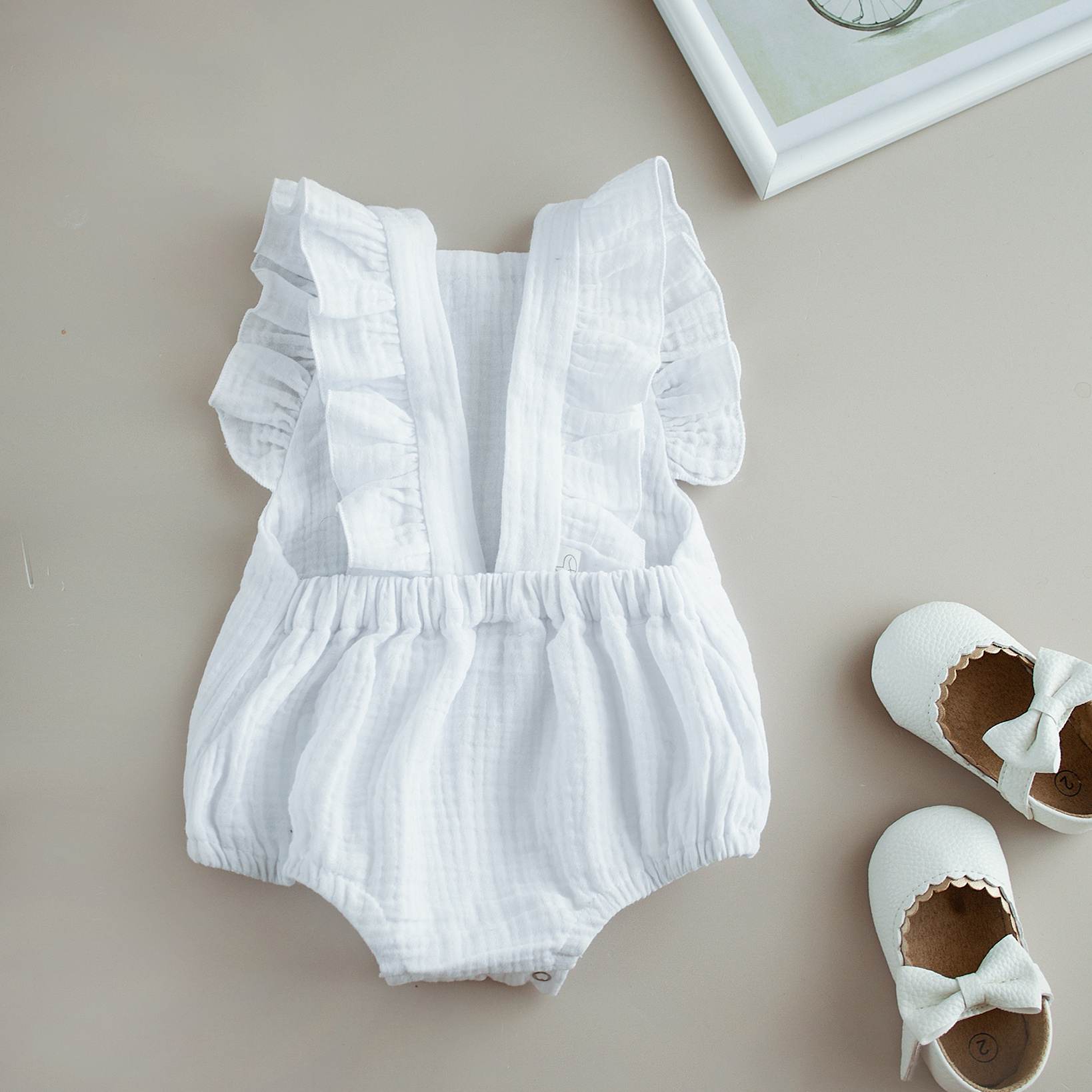 N-072 Ромпер белый 62. Эко-одежда для детей