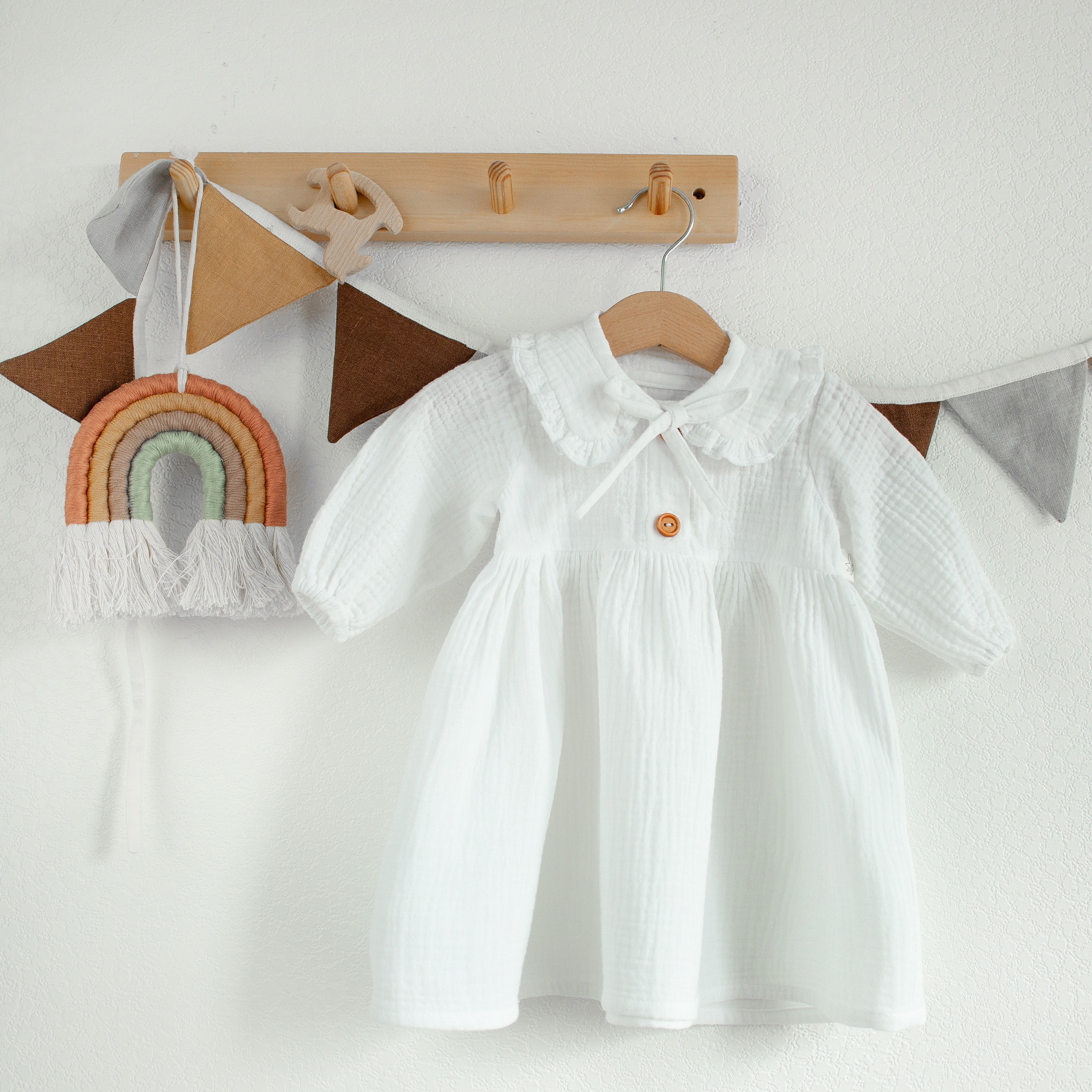 035 Платье со съемным воротничком. Эко-одежда для детей