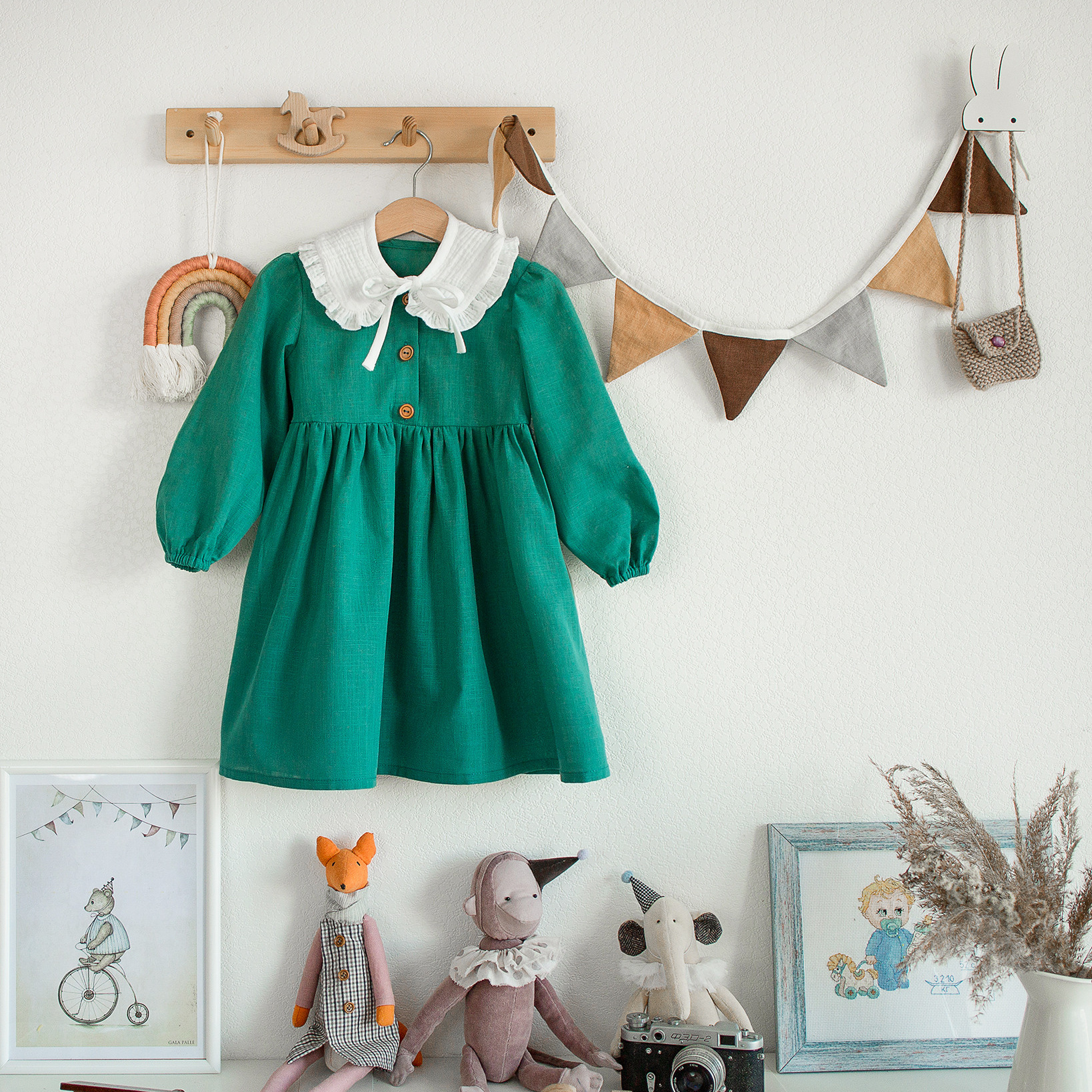 035 Платье со съемным воротничком. Эко-одежда для детей