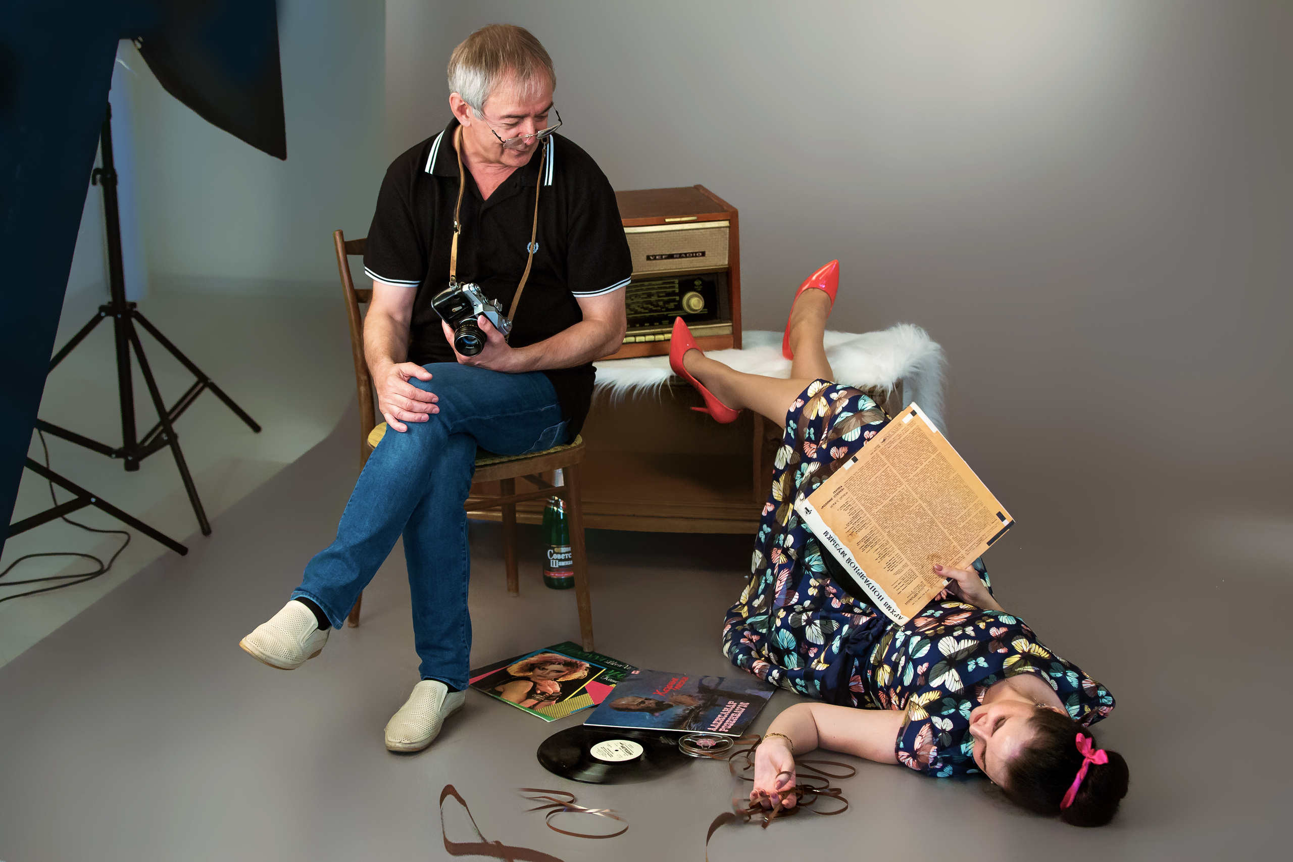 фотосессия в стиле ретро в студии