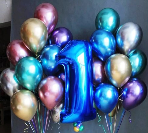 Шары с синими цифрами. Студия праздничного декора