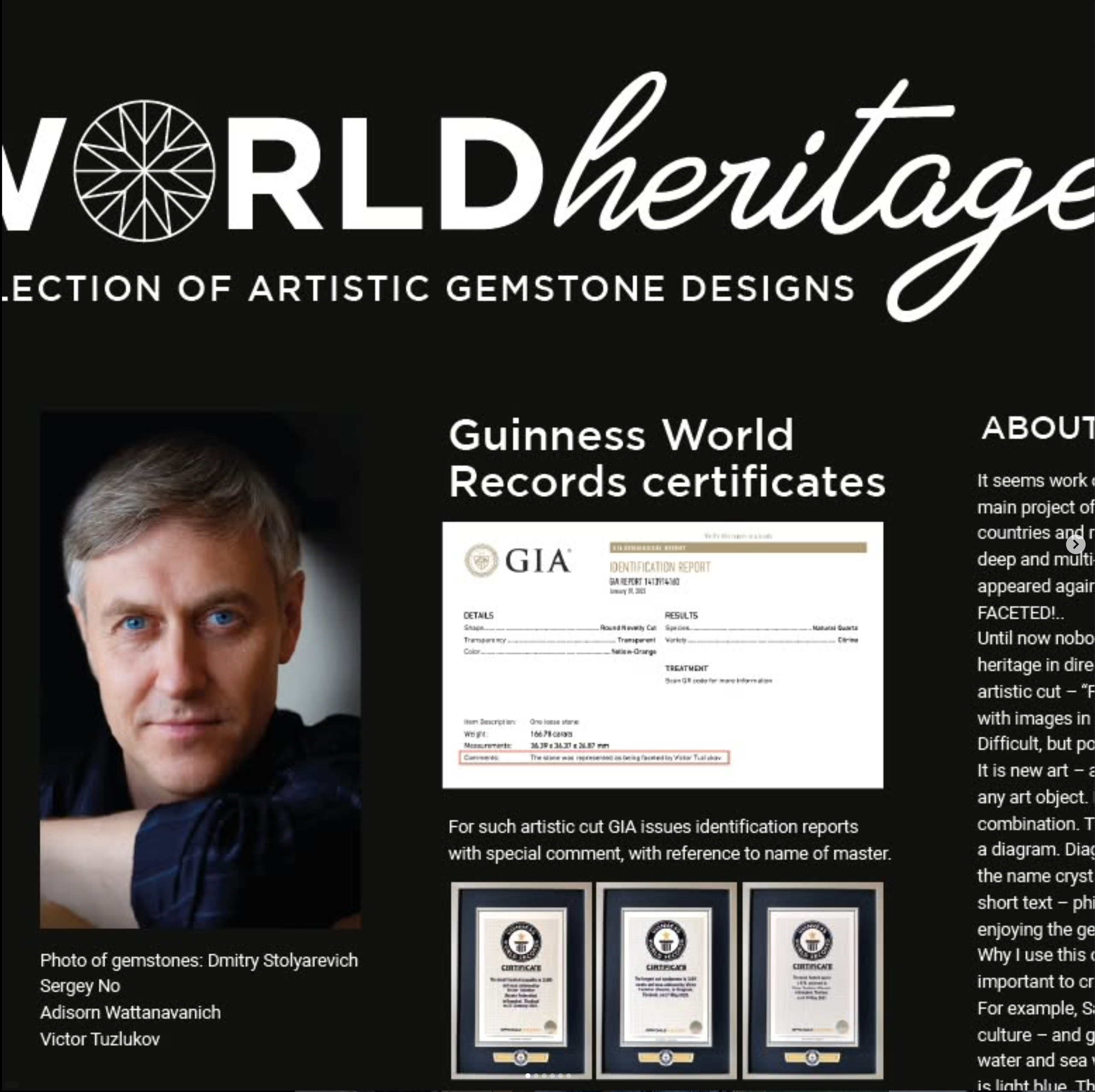 Фотографии коллекций художественной огранки драгоценных камней Виктора Тузлукова. Высококачественная профессиональная рекламная фотосъёмка ювелирных украшений, драгоценных камней в Москве. Обучение, консультация