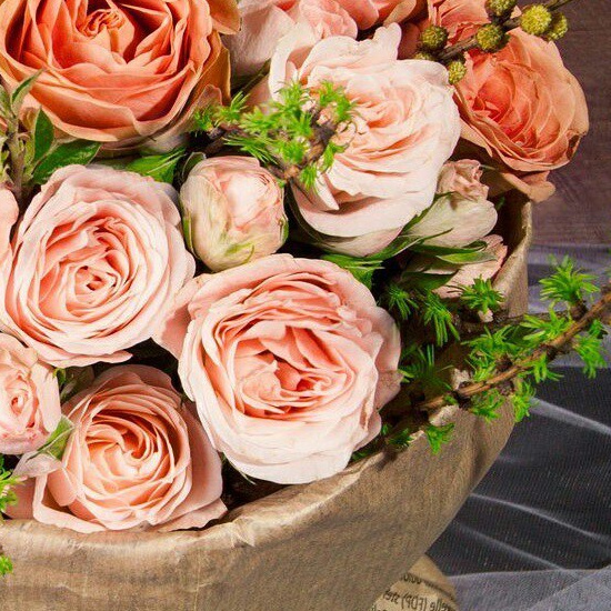 Букет с розами каппучино. Флорист Маргарита Гладкова