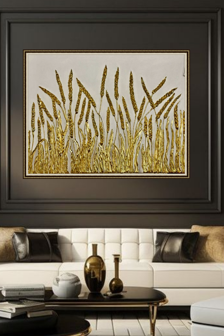 черная картина с золотом