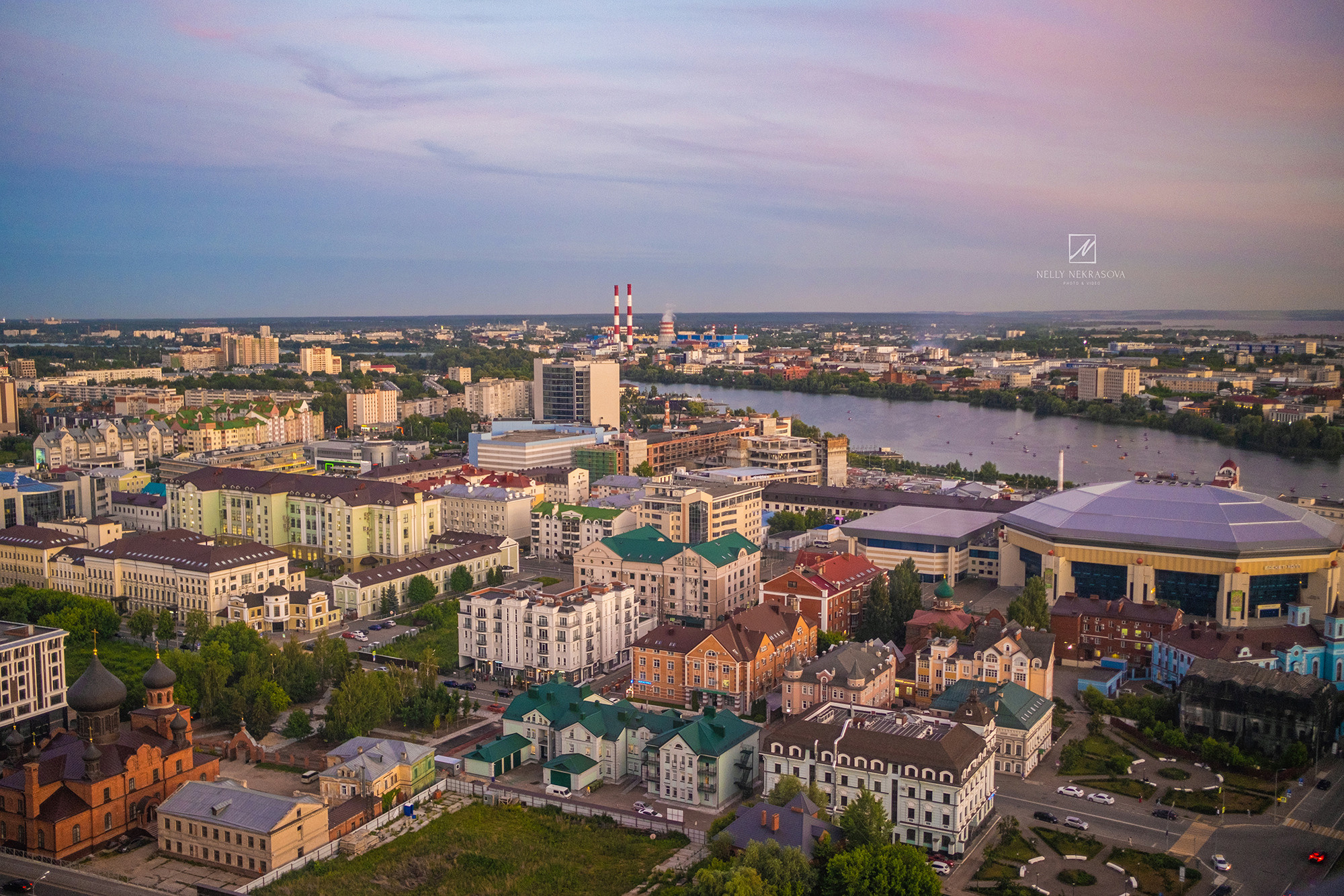 Казань с высоты, смотровая площадка, виды Казани на закате