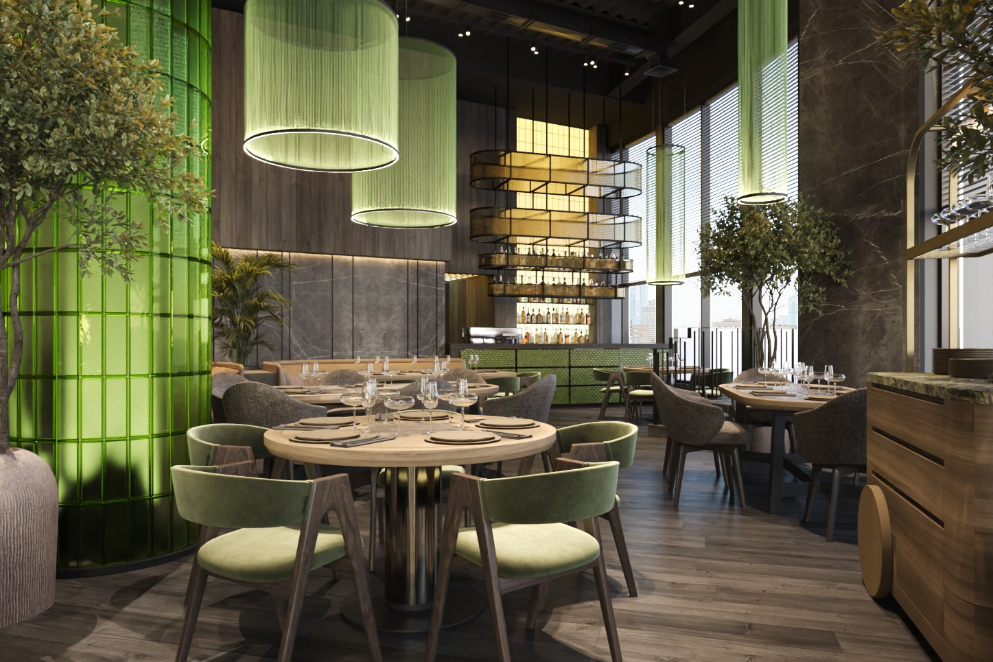 LOOM / ресторан, 380 м². Rezells Architects — студия дизайна жилых и коммерческих интерьеров