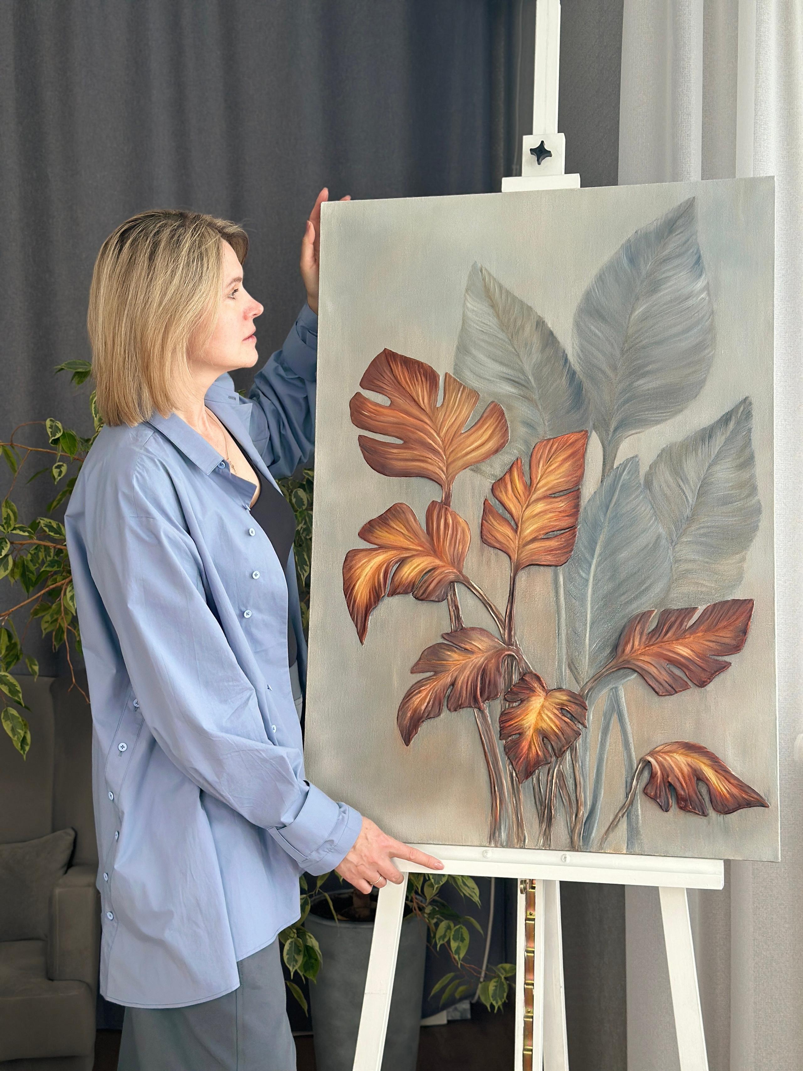 барельеф, панно, листья, монстера, декор, арт, дизайн гостиной, интерьерные картины, декоративное панно, интерьерная картина, дизайн офиса, интерьер кабинета