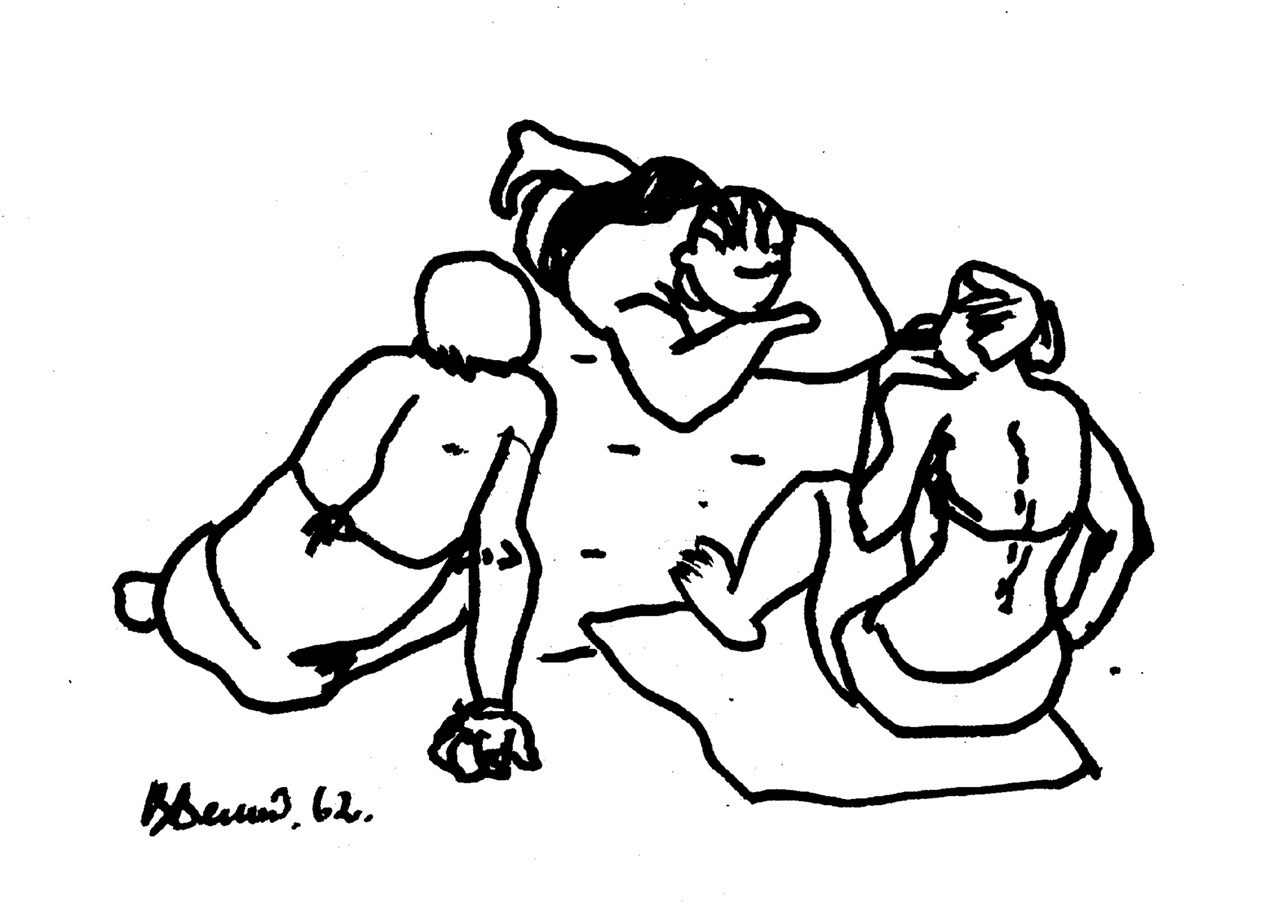 1962.На пляже.Тушь