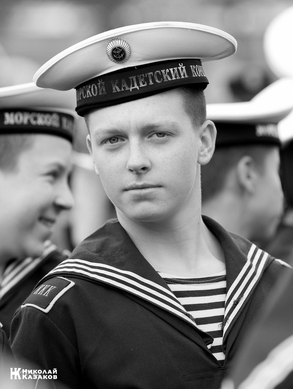 Черно-белый портрет воспитанника Кронштадского морского кадетского корпуса.