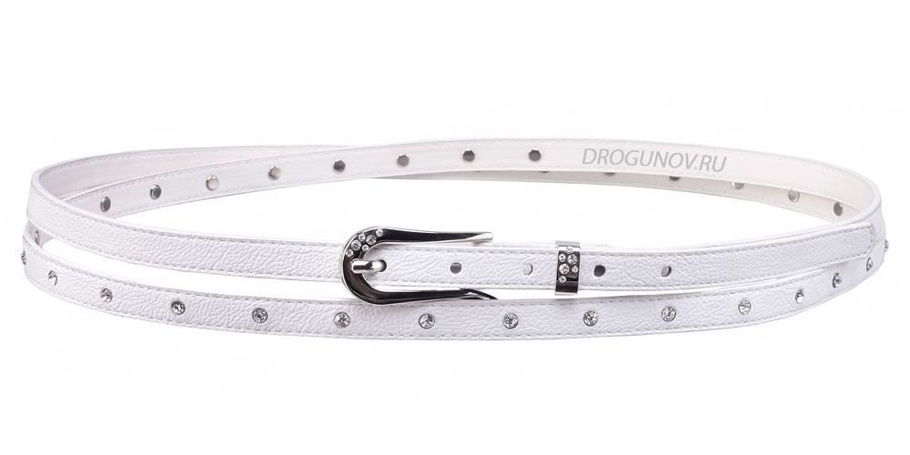 Женский тонкий ремень белого цвета с пряжкой.