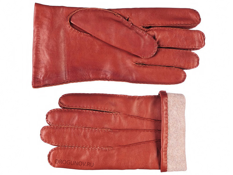 Перчатки оранжевые с вязаной подкладкой.