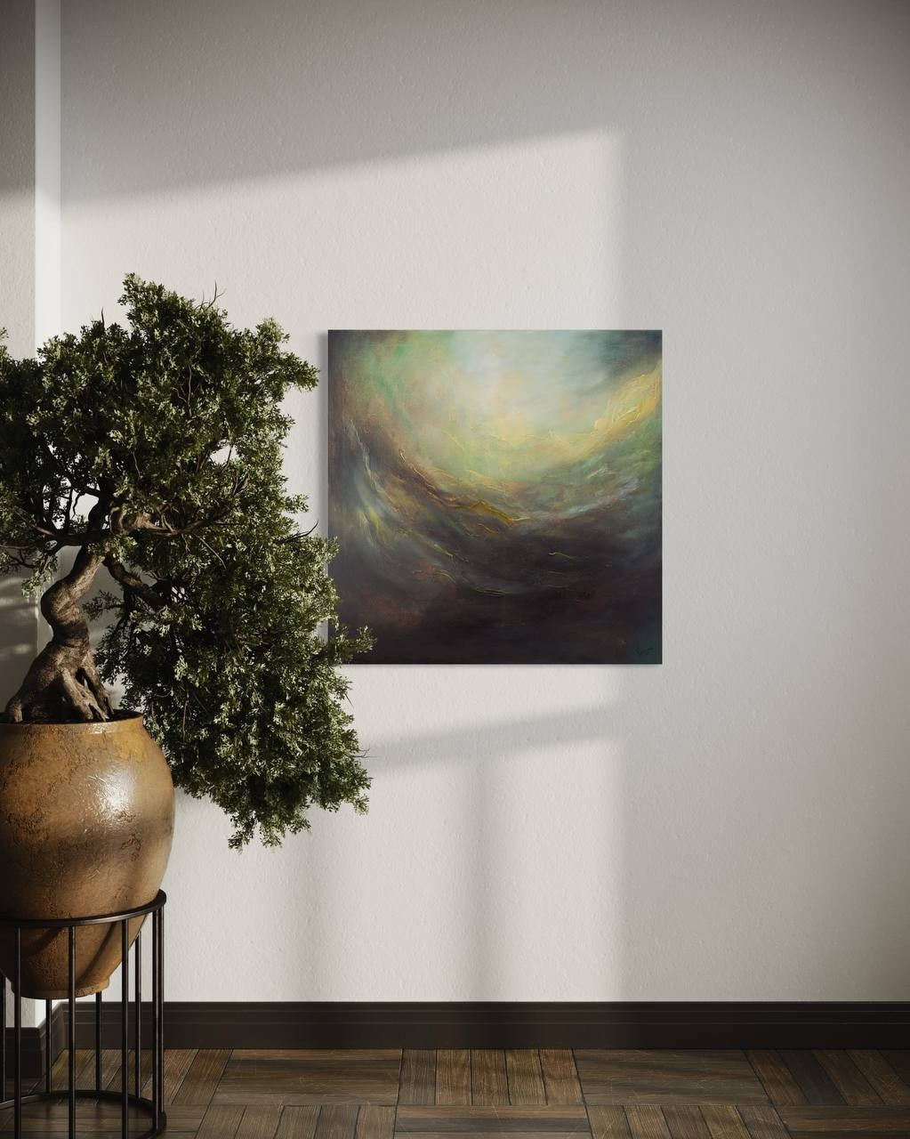 Abstract painting capturing a tranquil and otherworldly scene. Pavel Korshun — Contemporary painter. Original abstract painting