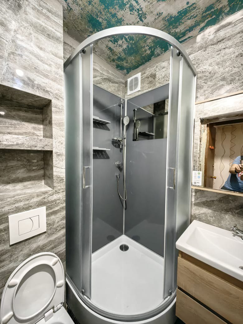 Ванная комната (ул. Чуйкова д. 38). Ремонт санузла, туалета, ванной под ключ в Казани. Укладка плитки